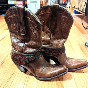 Corral Boots Genuine Leather Brown Heeled Cowboy Boots Size 9.5